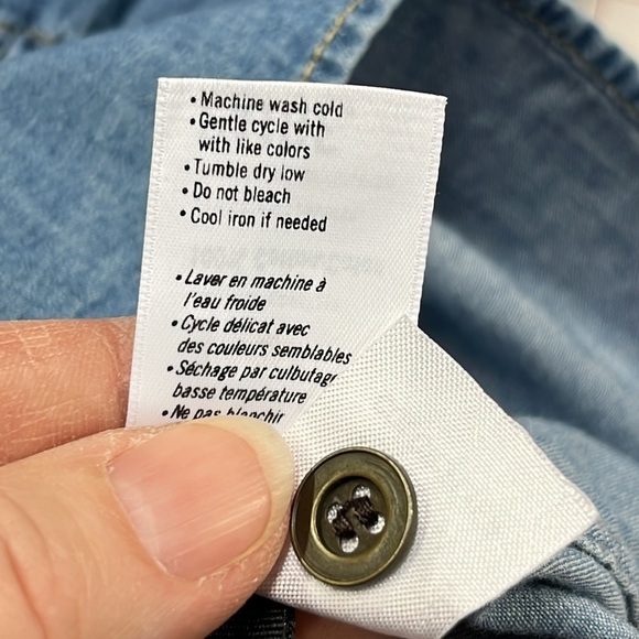 PAIGE Mila Cap SLV Drawstring Waist Cotton Denim Chambray Mini Shirtdress SZ M - Picture 14 of 16